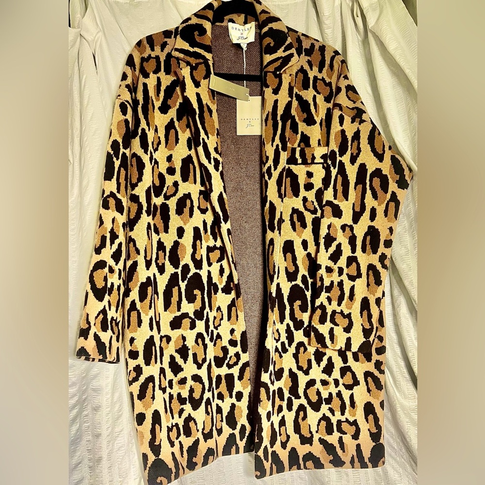 Demylee J.Crew Size S Leopard Print Sweater coat New with Tags